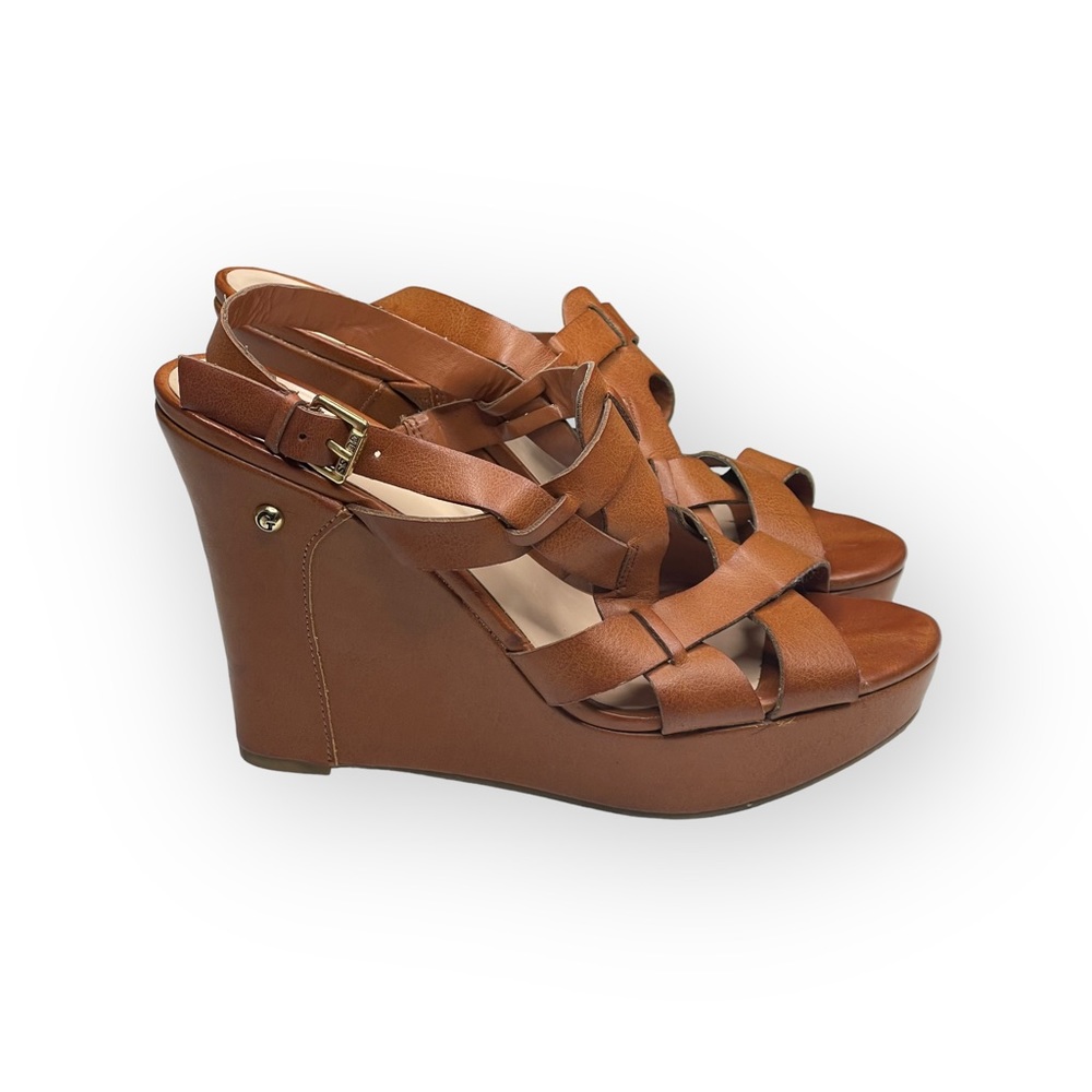 Guess ❤︎ Marini Strappy Platform Wedge Sandals ❤︎ Saddle Vegan Leather ❤︎ 10M - Picture 2 of 16